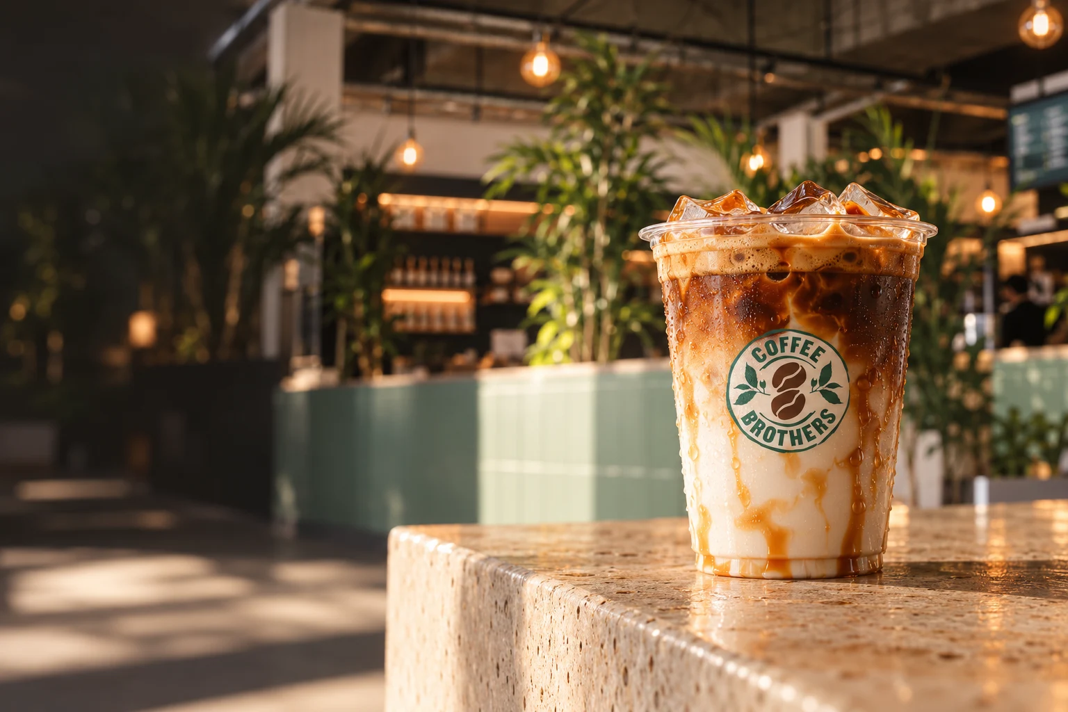 Eisgekühlter Milchkaffee im Glas
