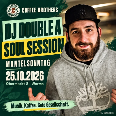 Werbemotiv für DJ Double A mit bearbeitetem Originalfoto aus dem DASDING-Profil