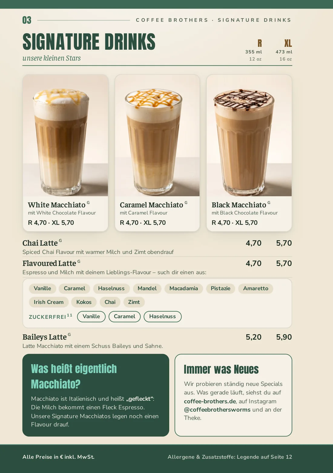 Speisekarte Seite 3: Signature Drinks