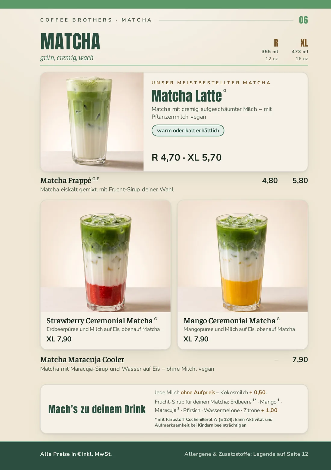 Speisekarte Seite 6: Matcha