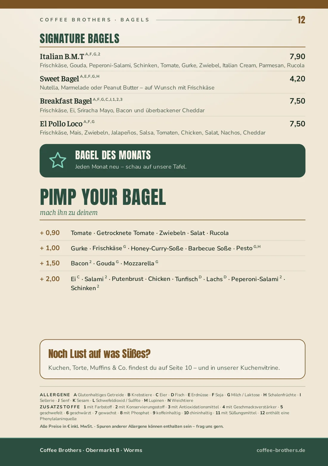 Speisekarte Seite 12: Bagels & Pimp your Bagel