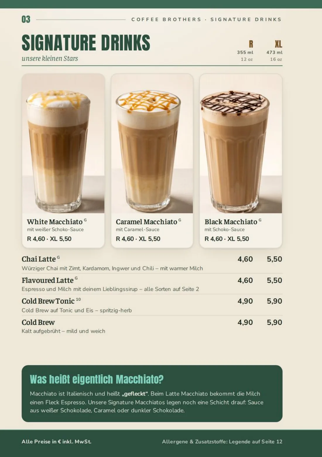 Speisekarte Seite 3: Signature Drinks