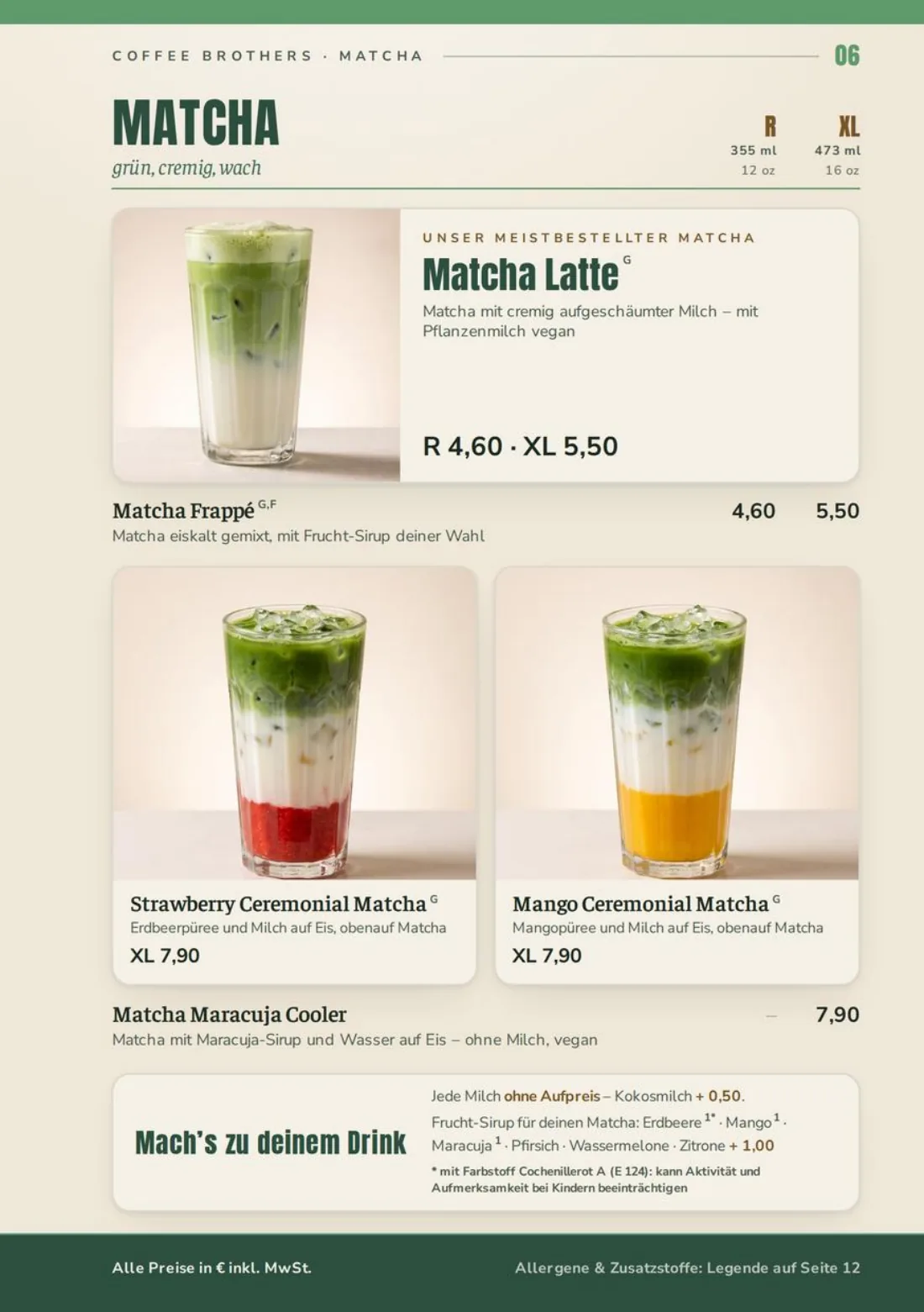 Speisekarte Seite 6: Matcha