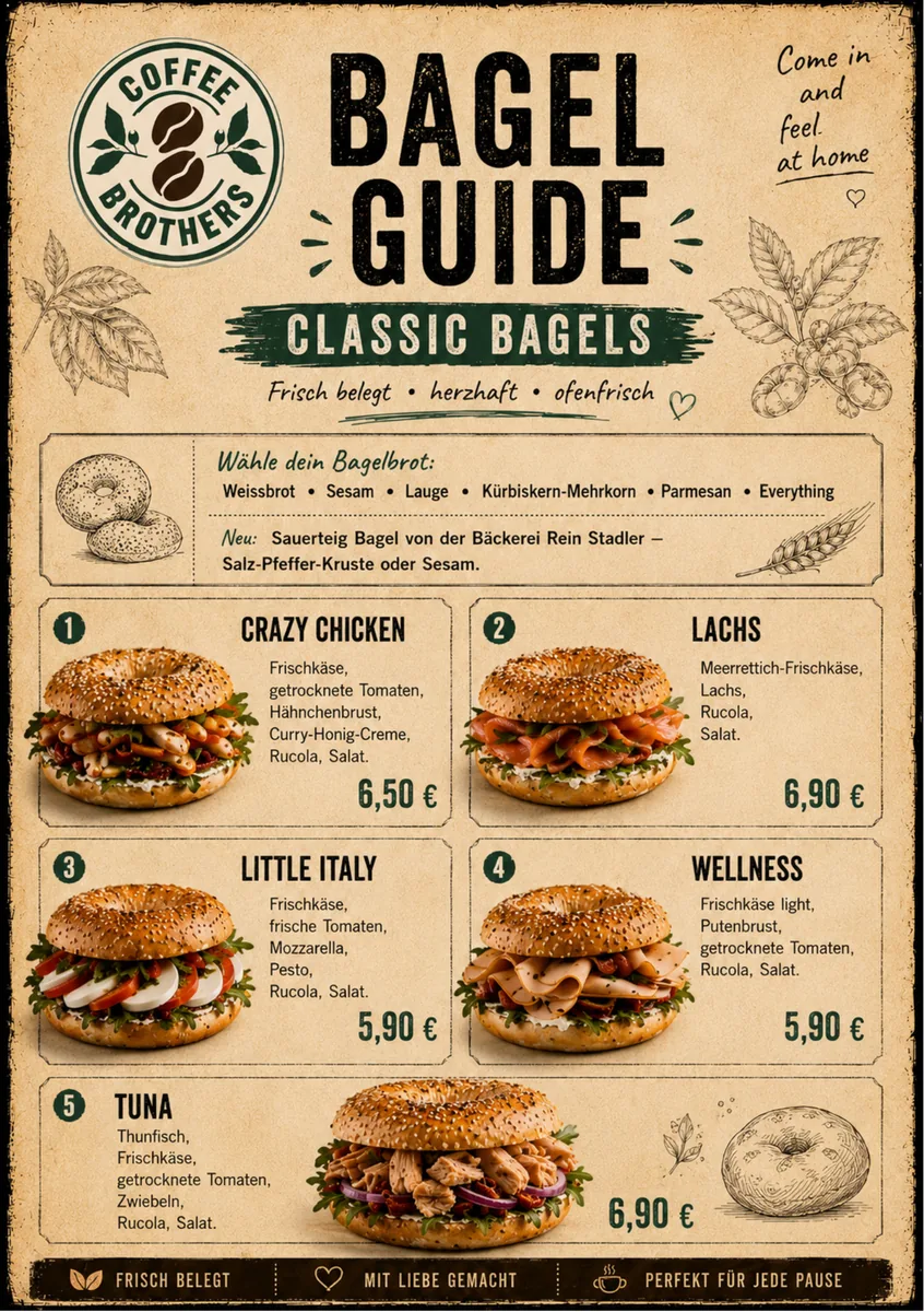 Classic Bagels — Crazy Chicken, Lachs, Tuna und Co.