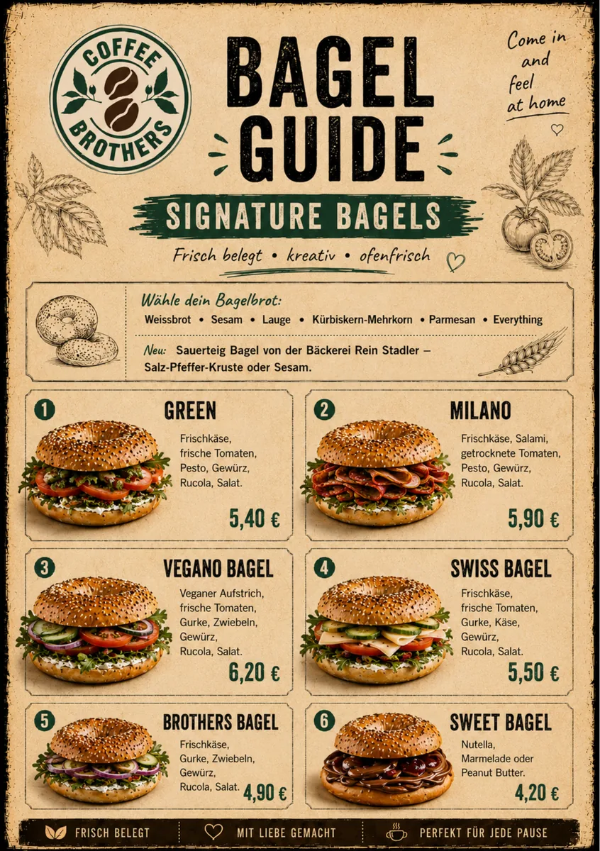 Signature Bagels — Green, Milano, Vegano, Swiss und Co.