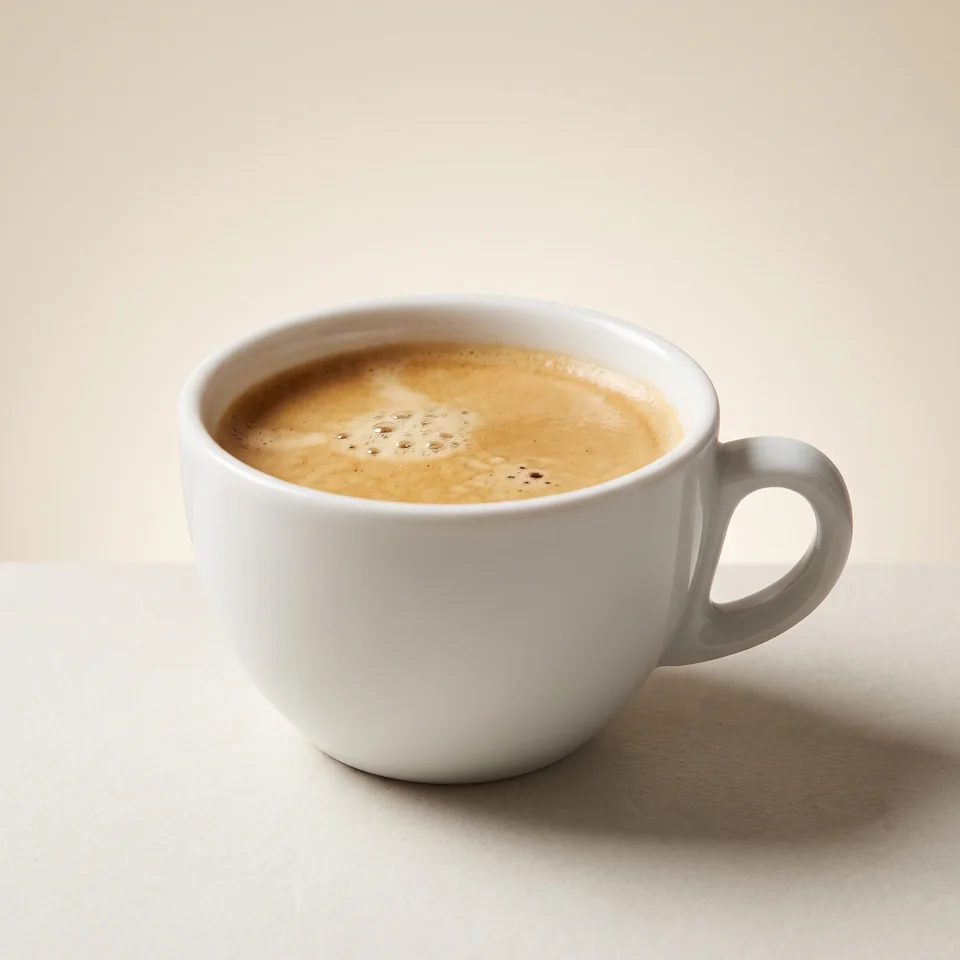 Café Crema with golden crema in a light-coloured cup.